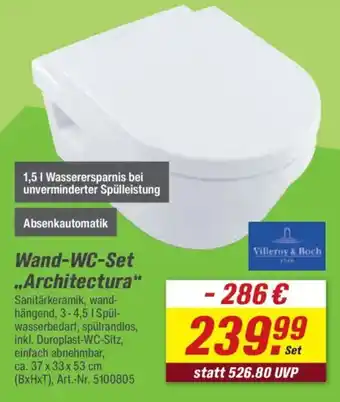 toom Baumarkt Villeroy & Boch Wand-WC-Set ,,Architectura" Angebot