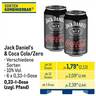 METRO Jack Daniel's & Coca Cola/Zero Angebot