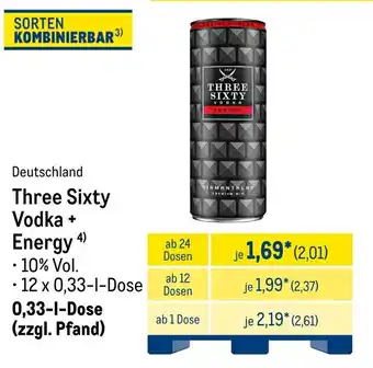 METRO Three Sixty Vodka + Energy Angebot