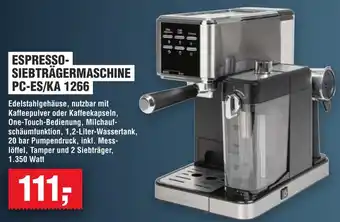 Handelshof Profi cook espresso siebträgermaschine PC-ES/KA 1266 Angebot
