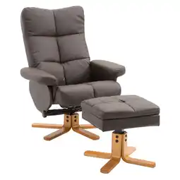 Netto Marken-Discount HOMCOM Relaxsessel mit Hocker Holz, Kunstleder Angebot