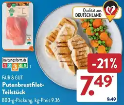 Aldi Süd FAIR & GUT Putenbrustfilet Teilstück Angebot