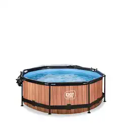 Netto Marken-Discount EXIT Wood Pool ø244x76cm mit Filterpumpe und Abdeckung - braun Angebot