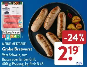 Aldi Süd MEINE METZGEREI Grobe Bratwurst Angebot