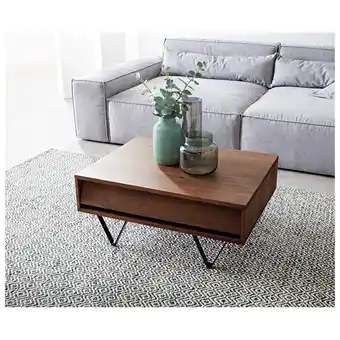 Netto Marken-Discount Couchtisch Eloi Akazie Braun 80x60 cm 2 Schubfächer V-Fuß Schwarz Wohnzimmertisch Angebot