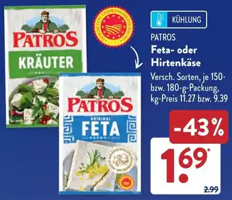 Aldi Süd PATROS Feta- oder Hirtenkäse Angebot