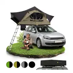 Netto Marken-Discount Juskys Autodachzelt Lago 120 x 210 cm - LED-Beleuchtung & Leiter - Schwarz / Khaki Angebot