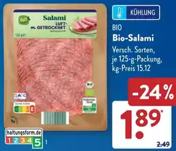 Aldi Süd Bio-Salami Angebot