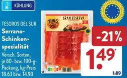 Aldi Süd TESOROS DEL SUR Serrano Schinkenspezialität Angebot