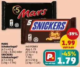 PENNY MARS Schokoriegel oder SNICKERS Schokoriegel Angebot