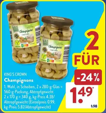 Aldi Süd KING'S CROWN Champignons Angebot