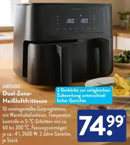Aldi Süd AMBIANO Dual-Zone Heißluftfritteuse Angebot