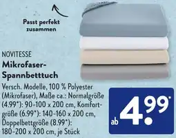 Aldi Süd NOVITESSE Mikrofaser Spannbetttuch Angebot