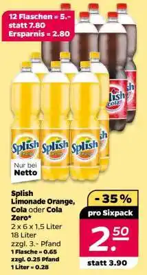 NETTO Splish Limonade Orange, Cola oder Cola Zero Angebot