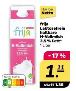 NETTO frija Laktosefreie haltbare H-Vollmilch 3,5 % Fett Angebot