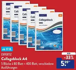 Aldi Süd EXPERTIZ Collegeblock A4 Angebot