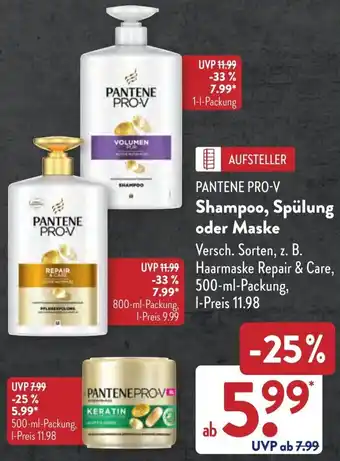 Aldi Süd PANTENE PRO-V Shampoo, Spülung oder Maske Angebot