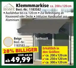 Norma Klemmmarkise ca. 200 x 120 cm Angebot