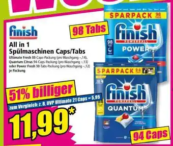 Norma Finish All in 1 Spülmaschinen Caps/Tabs Angebot