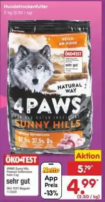 Netto Marken-Discount 4PAWS Sunny Hills Premium Softbrocken Huhn Angebot