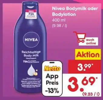 Netto Marken-Discount Nivea Bodymilk oder Bodylotion Angebot