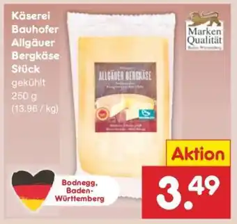 Netto Marken-Discount Käserei Bauhofer Allgäuer Bergkäse Stück Angebot