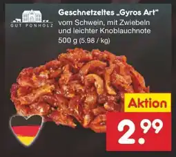 Netto Marken-Discount Geschnetzeltes „Gyros Art“ Angebot