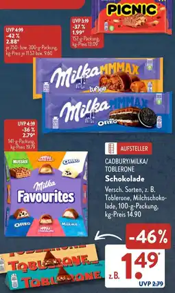 Aldi Süd CADBURY/MILKA/ TOBLERONE Schokolade Angebot