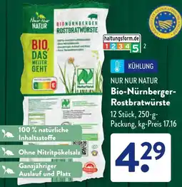 Aldi Süd NUR NUR NATUR Bio-Nürnberger Rostbratwürste Angebot