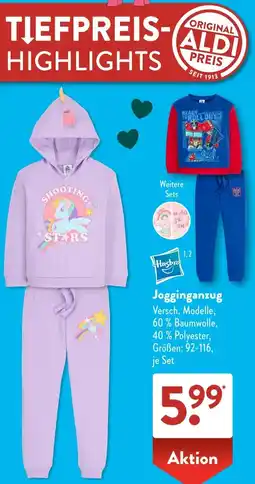 Aldi Süd Hasbro Jogginganzug Angebot