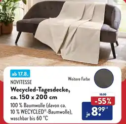 Aldi Süd NOVITESSE Wecycled-Tagesdecke Angebot