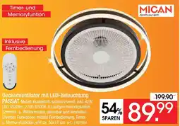 Zurbrüggen MICAN Deckenventilator mit LED-Beleuchtung PASSAT Angebot