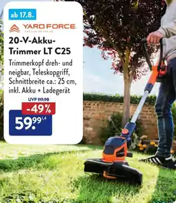 Aldi Süd YARD FORCE 20-V-Akku Trimmer LT C25 Angebot