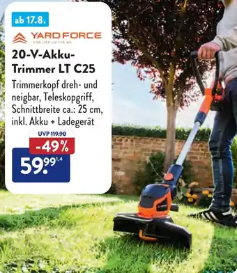 Aldi Süd YARD FORCE 20-V-Akku Trimmer LT C25 Angebot