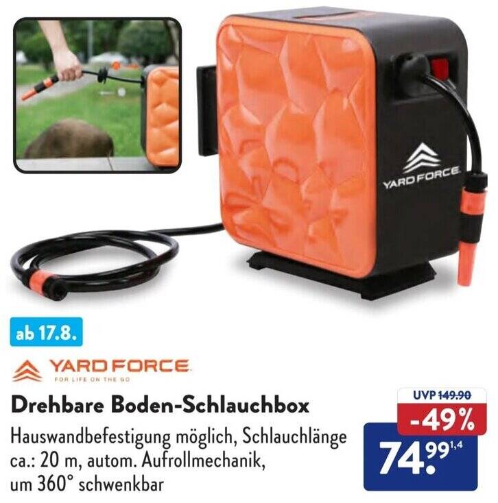 YARD FORCE Drehbare Boden-Schlauchbox Angebot bei Aldi Süd
