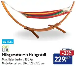 Aldi Süd OUT LIV Hängematte mit Holzgestell Angebot