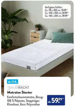 Aldi Süd TRAUMNACHT Matratze Starter Angebot