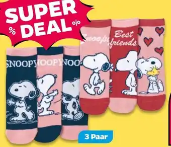 NETTO Peanuts Snoopy Sneakersocken 3er-Pack Angebot