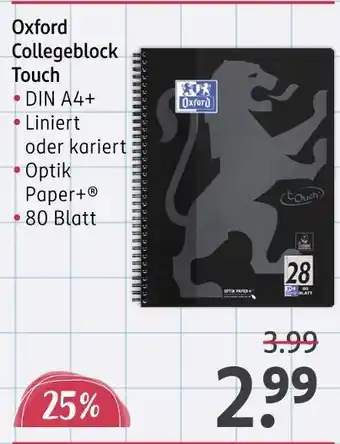 Rossmann Oxford collegeblock touch Angebot