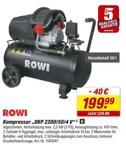 toom Baumarkt Rowi kompressor dkp 2200/50/4 v Angebot