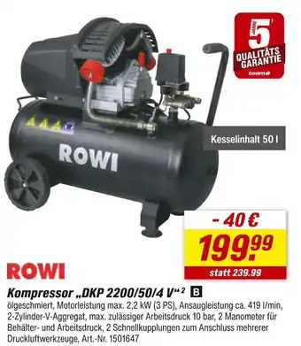 toom Baumarkt Rowi kompressor dkp 2200/50/4 v Angebot