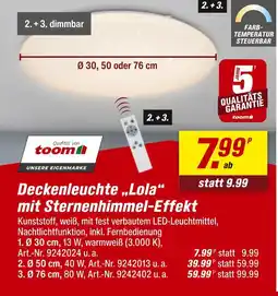toom Baumarkt Deckenleuchte „lola“ mit sternenhimmel-effekt Angebot