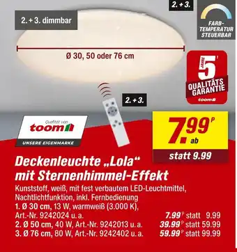 toom Baumarkt Deckenleuchte „lola“ mit sternenhimmel-effekt Angebot