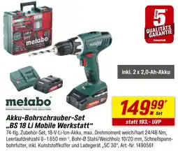toom Baumarkt Metabo akku-bohrschrauber-set bs 18 li mobile werkstatt Angebot