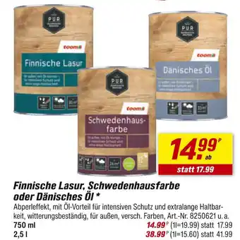 toom Baumarkt Finnische lasur, schwedenhausfarbe oder dänisches öl Angebot