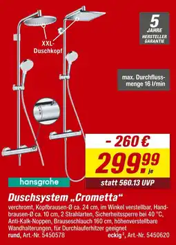toom Baumarkt Hansgrohe duschsystem „crometta“ Angebot