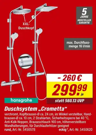 toom Baumarkt Hansgrohe duschsystem „crometta“ Angebot
