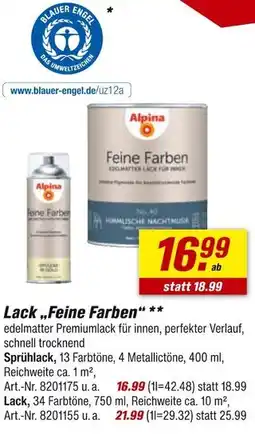 toom Baumarkt Alpina lack „feine farben“ Angebot
