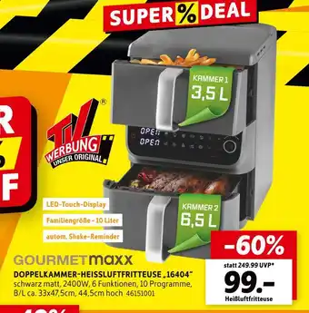 SCONTO Gourmetmaxx doppelkammmer-heißluftfritteuse 16404 Angebot