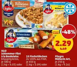 PENNY IGLO Schlemmer-Filet à la Bordelaise oder 15 Fischstäbchen Angebot